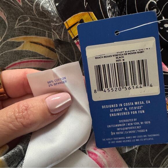 NEW Hurley Beach Beaks Stretch Woven button down shirt, medium - Picture 4 of 6